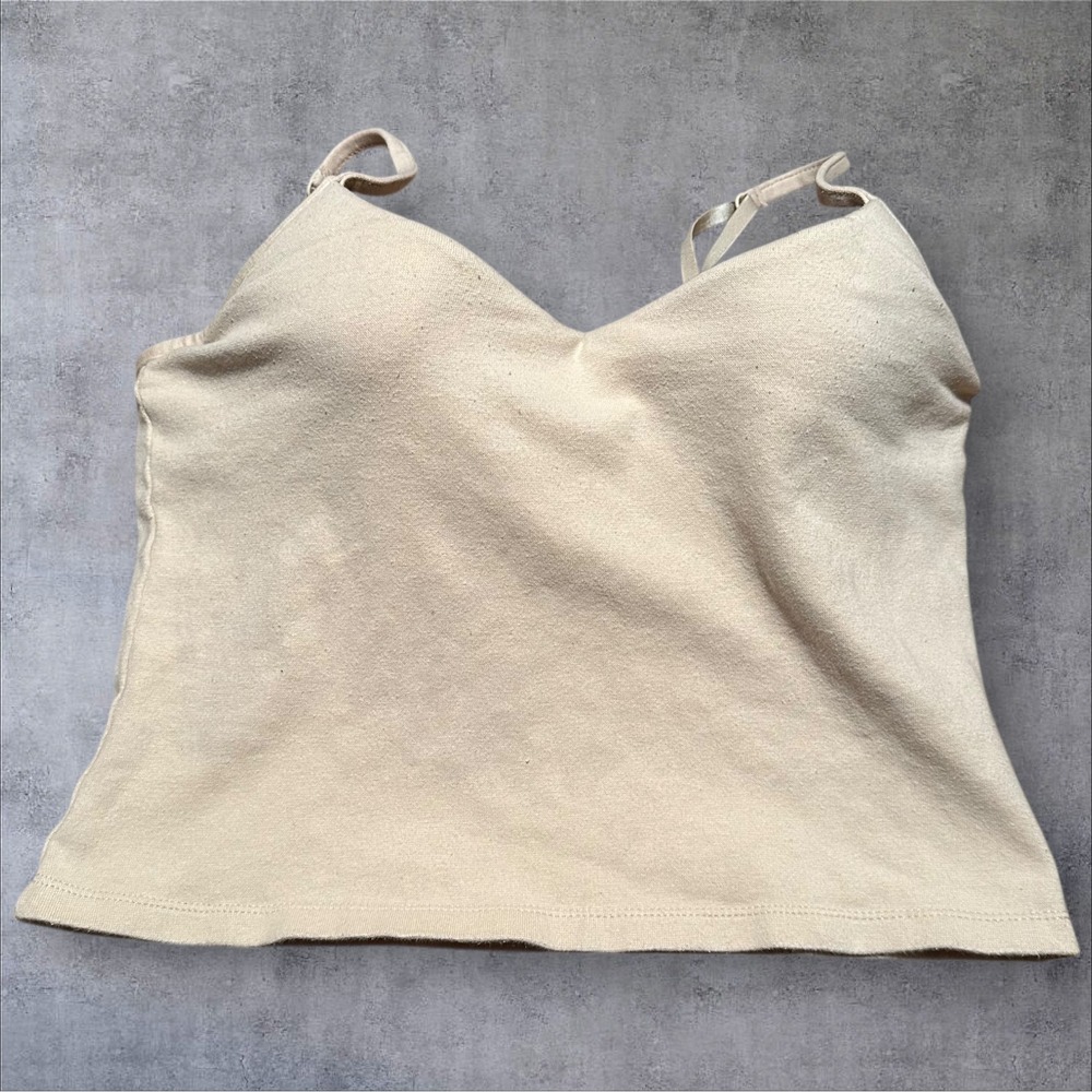 Vintage 90's One Step Up Nude Built-In Bra Camisole Tank Top Womens‎ Large Y2K